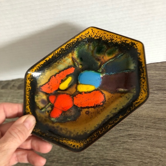 Vtg Italian Abstract Multicolor Enamel Art Dish - Picture 12 of 12